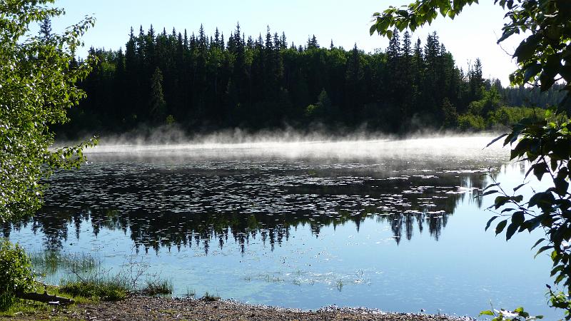 bc2ak-P0159.JPG - Alaska trip 08; bc2ak; Punchaw Lake campsite; Morning mist;