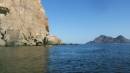 Loreto, Baja Feb 2006,  Paddleing north along east side of Isla Densante, Isla Carmen in background * Feb 10, 2006 - 08:54 AM