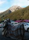 New Zealand; Aurthers Pass; The defense - bike wrapped in curtains!