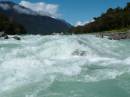 New Zealand; Waiatoto Jet Boat ride on the Waiatoto from the sea to the southern alps; Sharks tooth, end of the line;